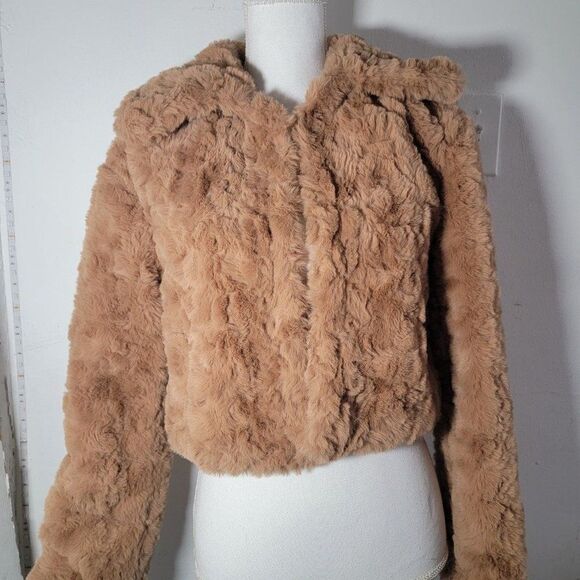 Shein Womens Foccy Brown Long Sleeve Collared Teddy Coat Jacket Size Sma… - Picture 1 of 10